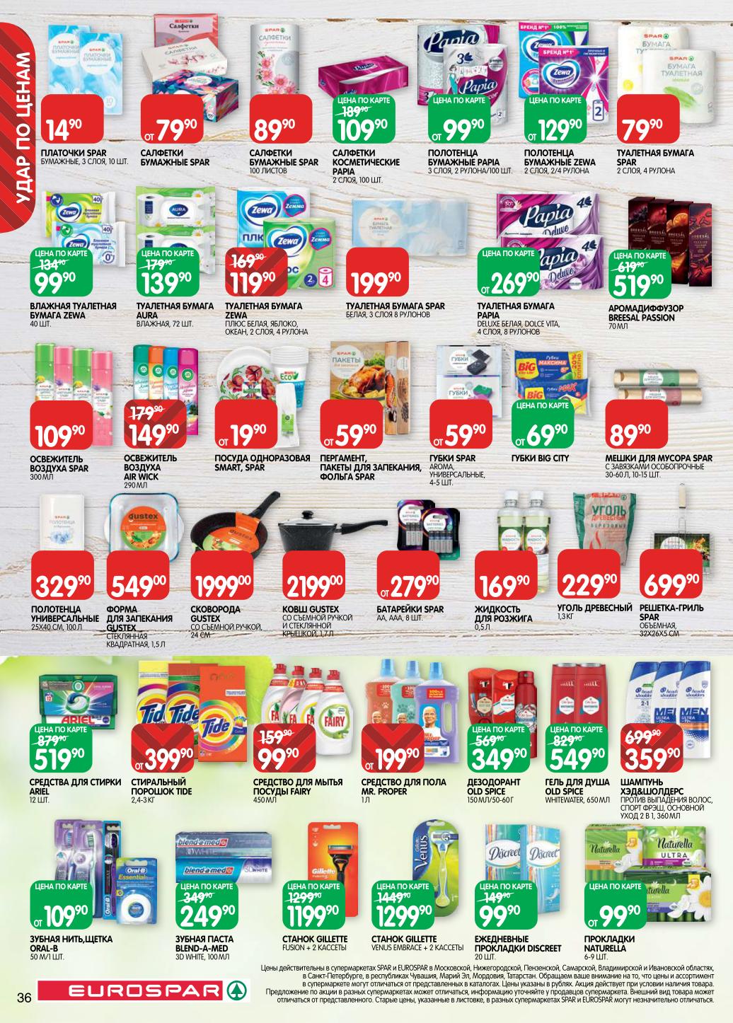 Товары для личной гигиены и дома. Туалетная бумага Zewa, Papia; салфетки бумажные и влажные. Средства для бритья Gillette, зубные пасты. Посуда одноразовая.